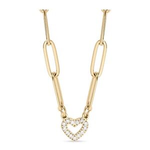18K Gold PVD Heart Necklace Paperclip Chain Dainty Minimalist Gift Mom Grad Gift